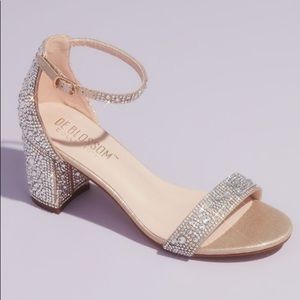 David’s Bridal Allover Crystal Glitter Block Heel Sandals